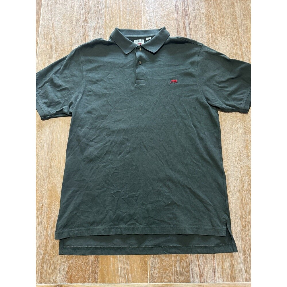 Perlis Authentic Crawfish Polo Shirt Mens Large Green Cotton Spandex New Orleans